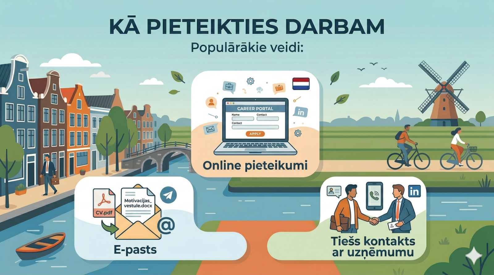 Kā pieteikties darbam Nīderlandē