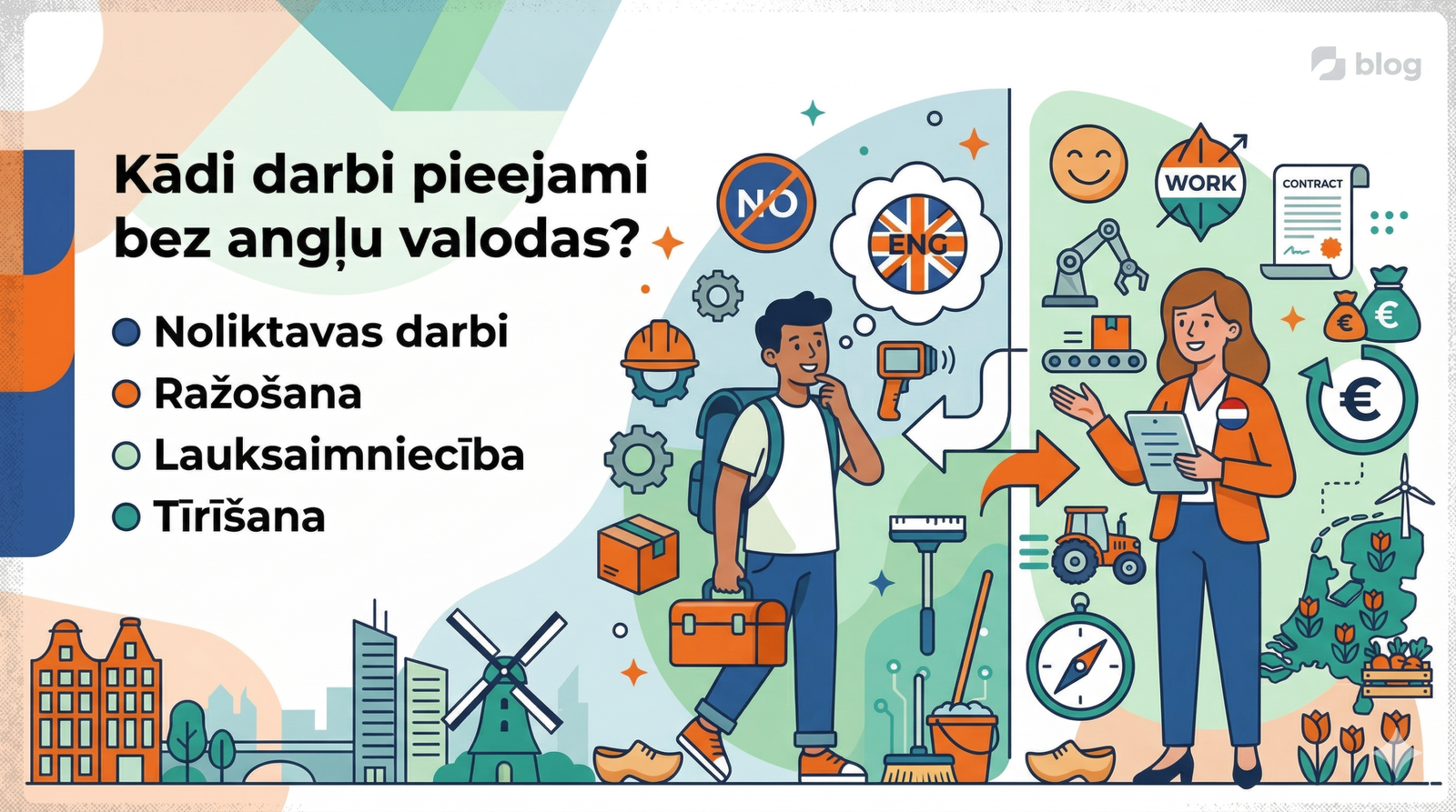 Kādi darbi pieejami bez angļu valodas?