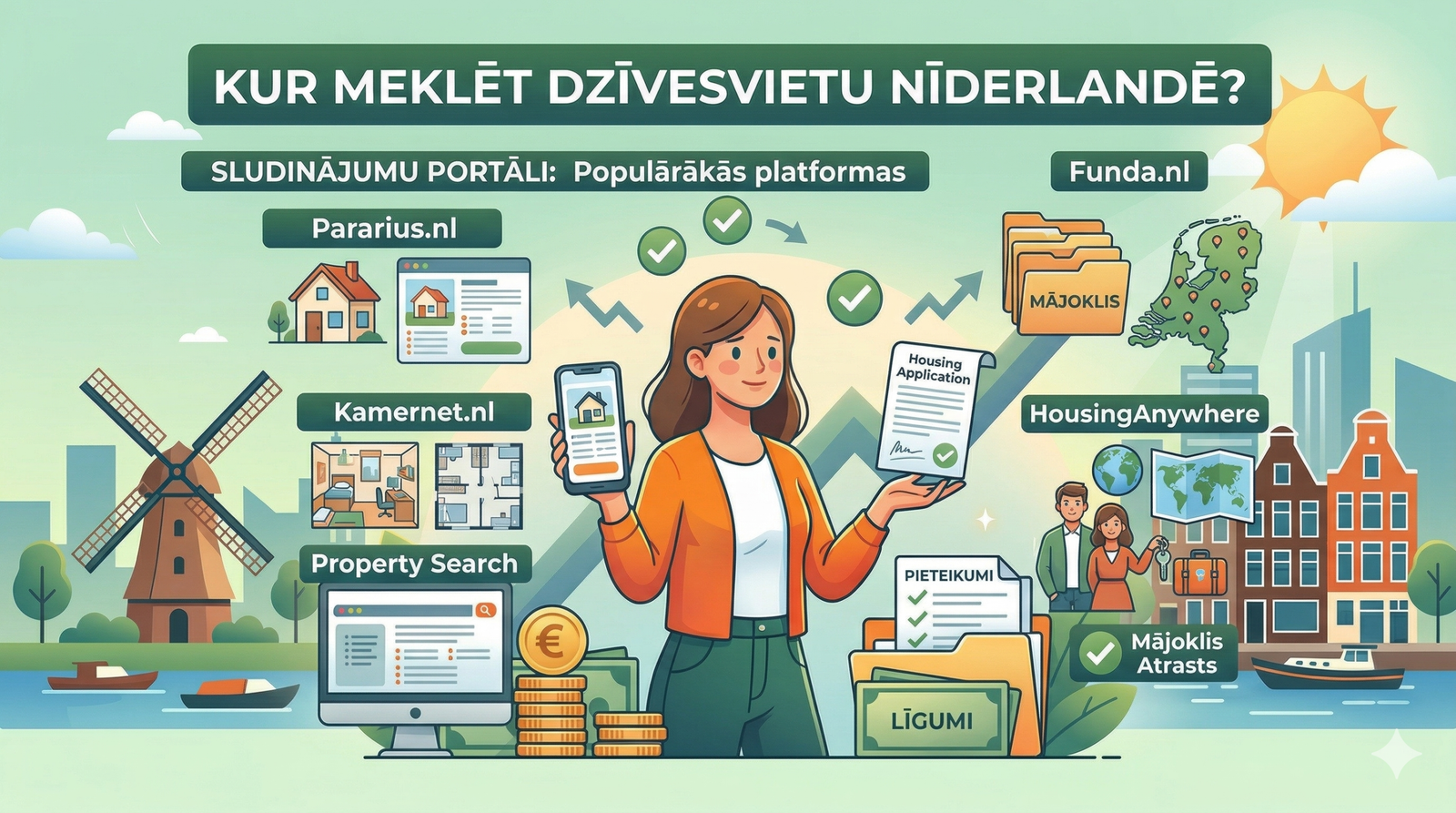 Kur meklēt dzīvesvietu Nīderlandē